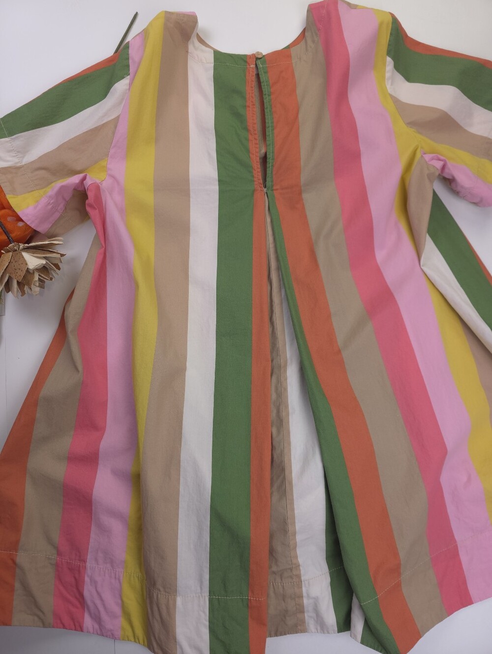 Anthropologie Maeve Multicolor Vertical Stripe Short Sleeve Cotton Tunic Dress M - Picture 10 of 11